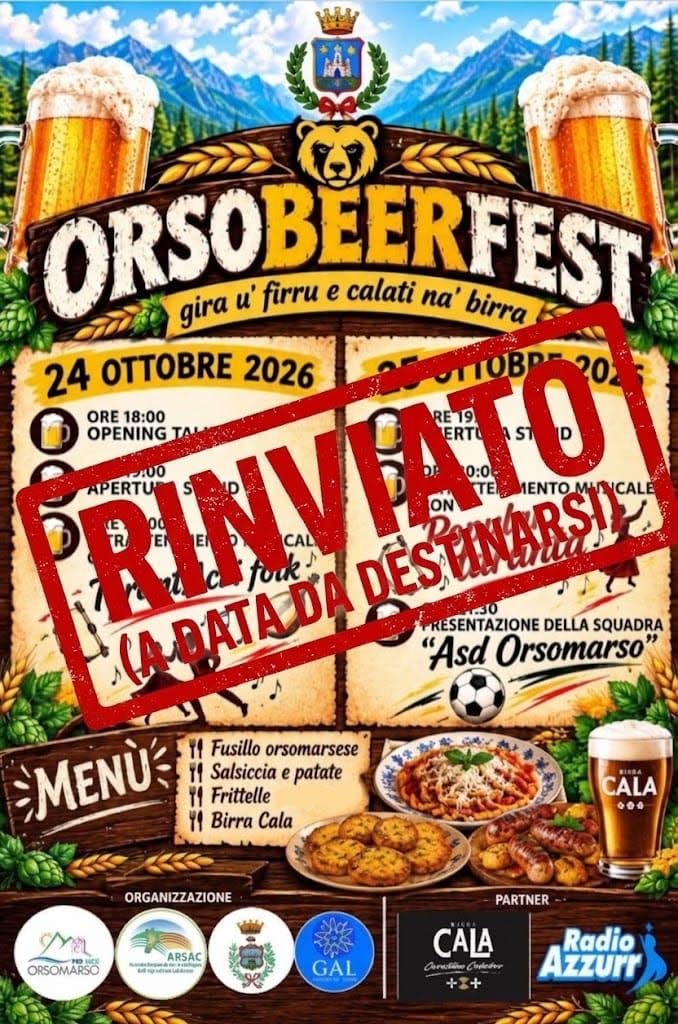 Rinviato l’Orsobeerfest. Pro Loco di Orsomarso: “momento delicato che interessa tutti”